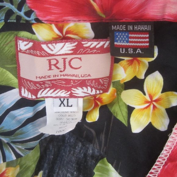 RJC Men Hawaiian camp shirt p2p 25 XL aloha luau tropical floral vintage flashy - Picture 8 of 8